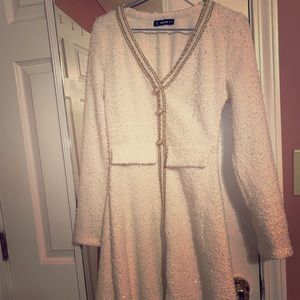 Shein gold chain trim tweed dress